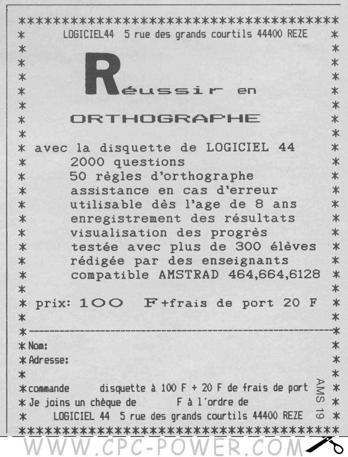 Reussir Orthographe 6e 5e C Logiciel 44 1987