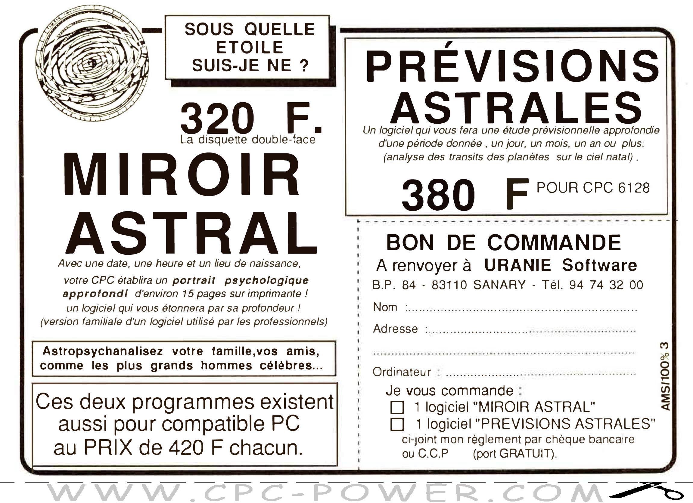 Miroir Astral C Uranie Software 1985
